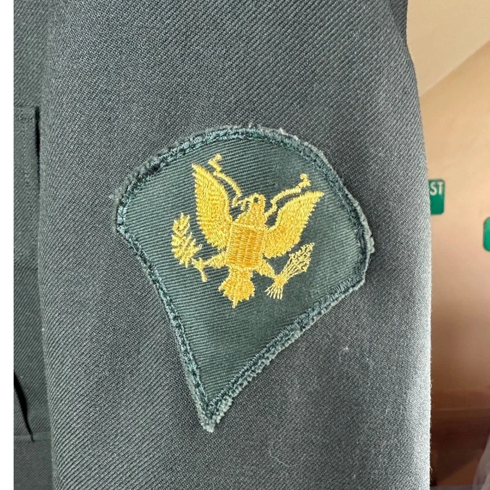 1962 US Army Green Wool Serge Dress Uniform Coat Trousers Insignia Set 36L 29x34